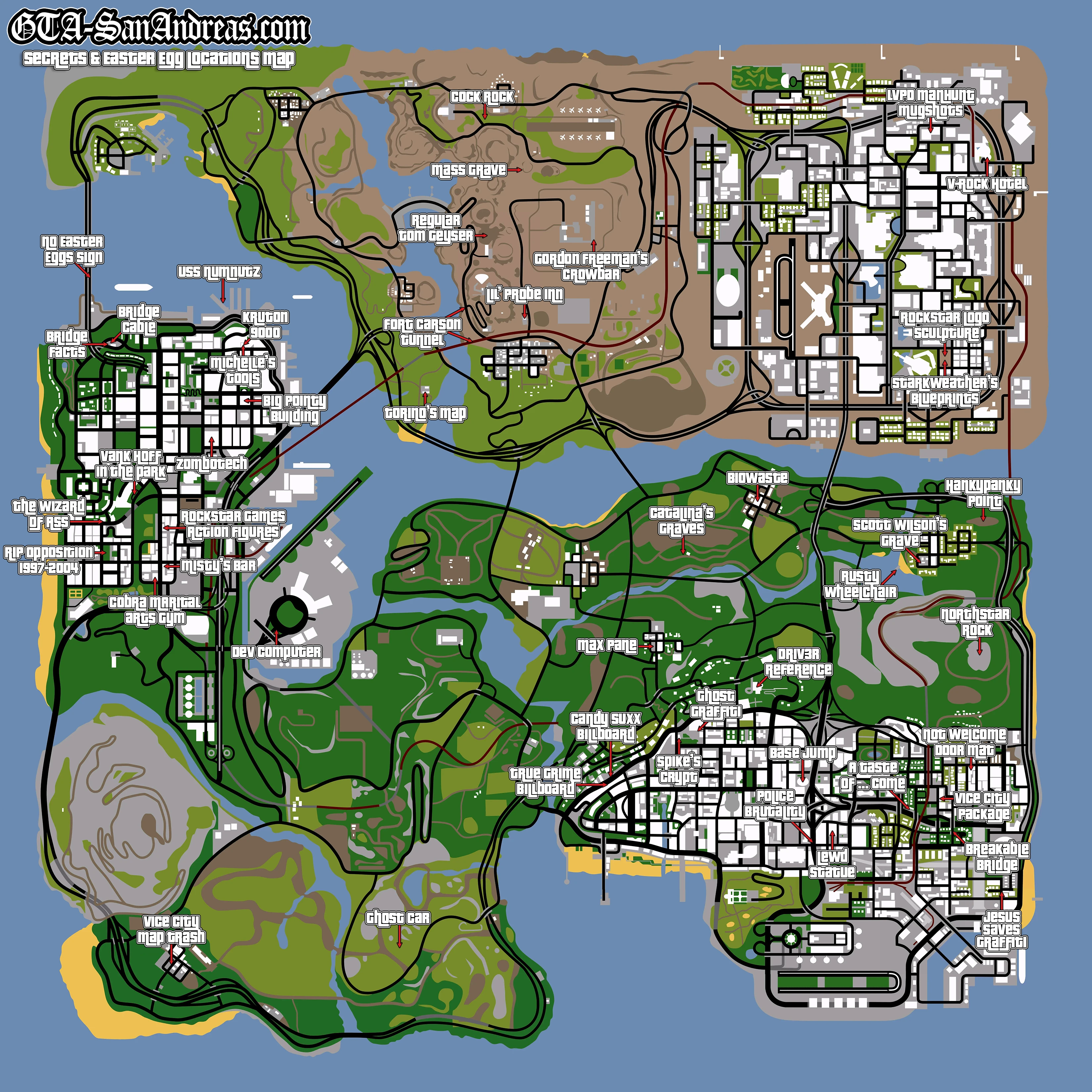 GTA San Andreas Secrets Map
